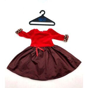 American Girl Doll Red Cheetah Holiday Dress Velveteen and Satin